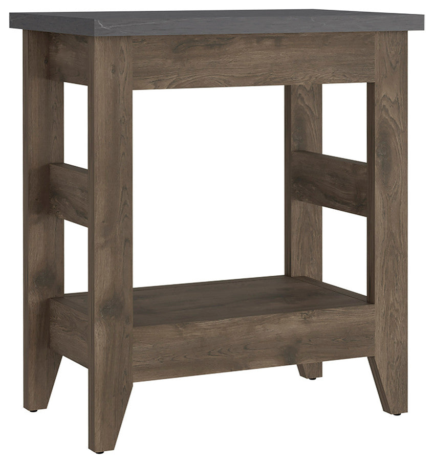 Paulson Rustic Side Table Onyx Top by RST Brands, Brown/Black
