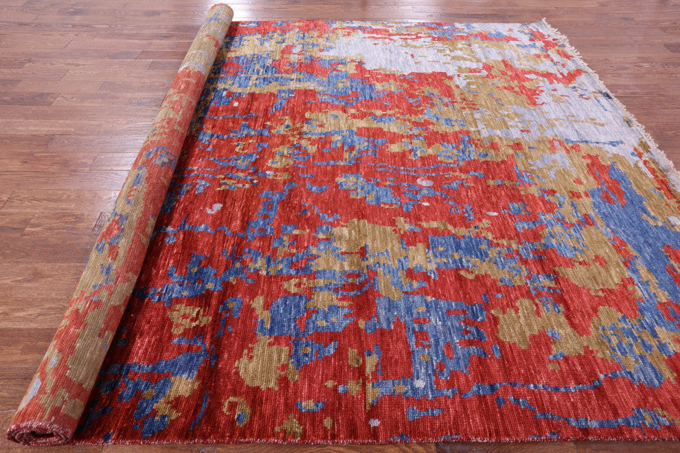 8' 10" X 11' 7" Handmade Abstract Wool Rug Q8982