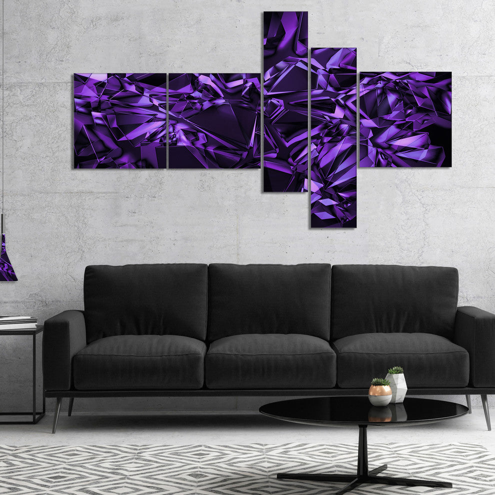 Purple Crystal Texture Design, Abstract Canvas Art Print, 60"x32", 5 panels