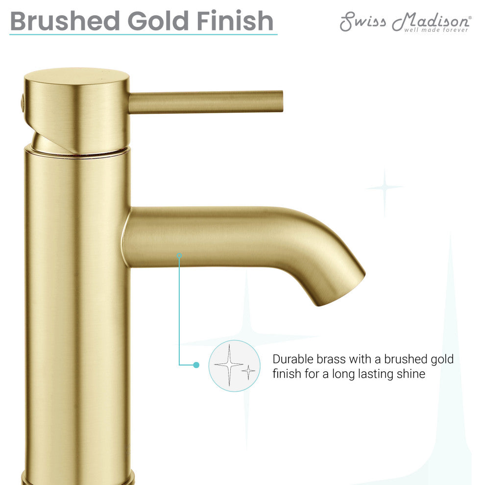 Ivy Single Hole Single Handle Bathroom Faucet, Brushed Gold