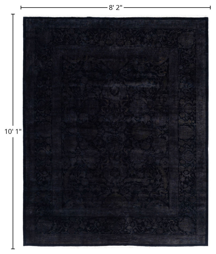 Overdyed One-of-a-Kind Hand-Knotted Area Rug Black, 8' 2" x 10' 1"