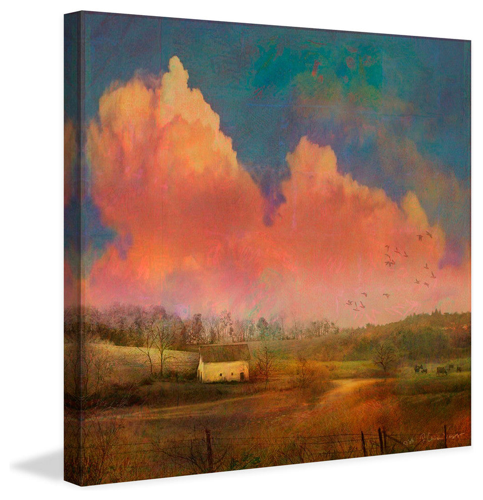 Pastoral Sunset Print on Canvas, 122x122 cm