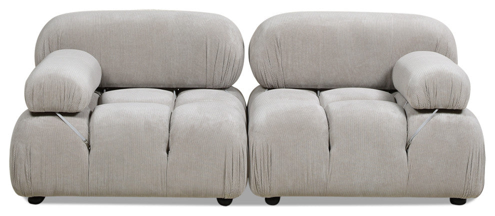 Marcel 72.5" Post-Modern Modular Loveseat, Pebble Gray Corduroy