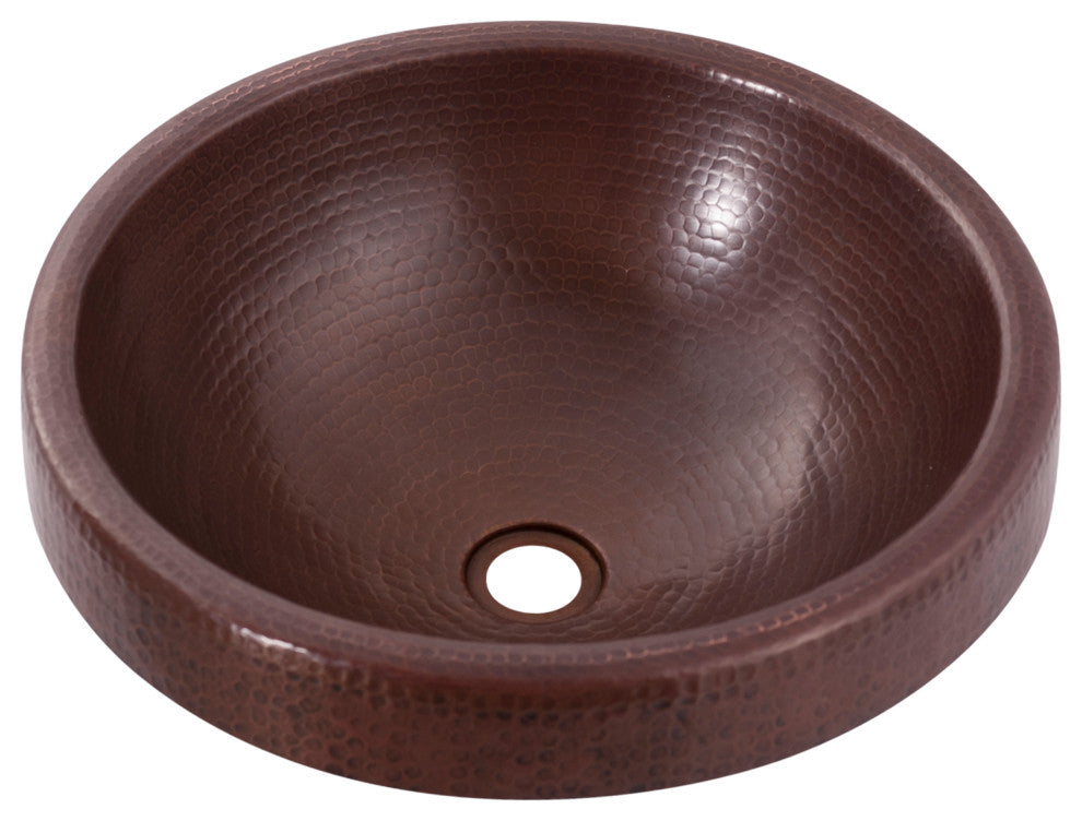 Granada Copper Drop-in Bathroom Sink, Antique