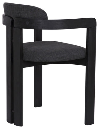 Jazmin Dining Chair in Black Brushed Wood Finish and Charcoal Fabric - Set of 2