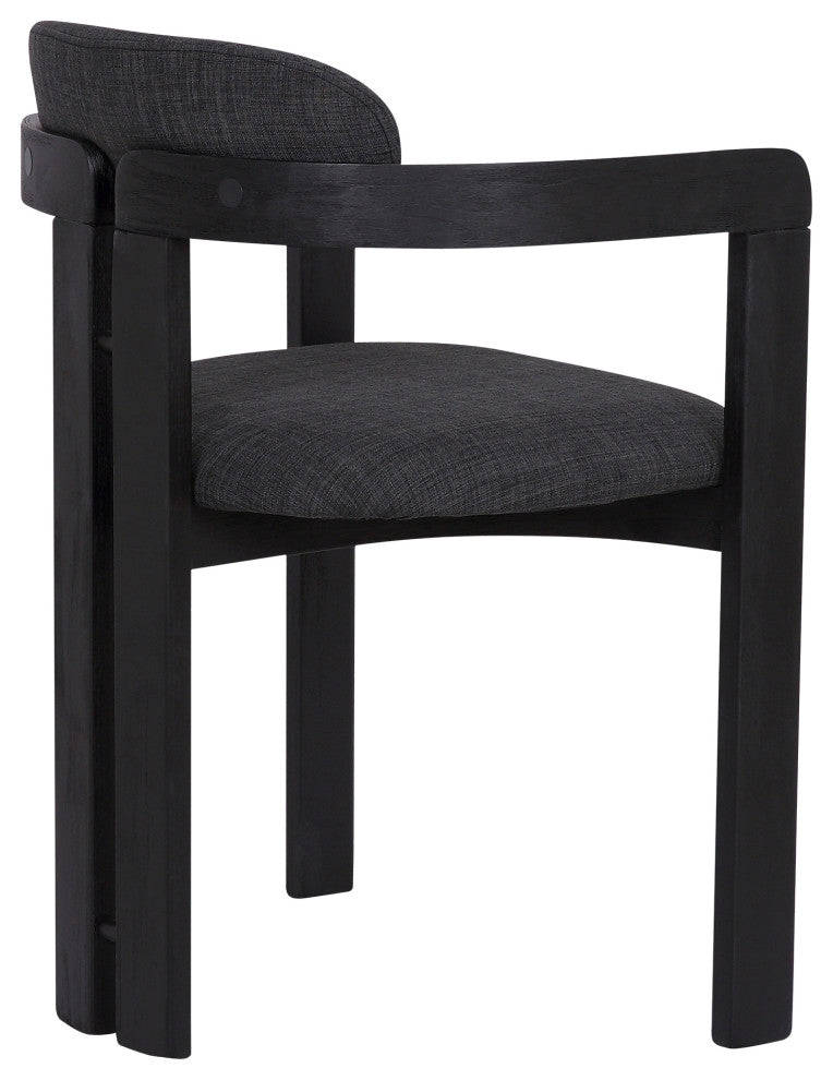 Jazmin Dining Chair in Black Brushed Wood Finish and Charcoal Fabric - Set of 2