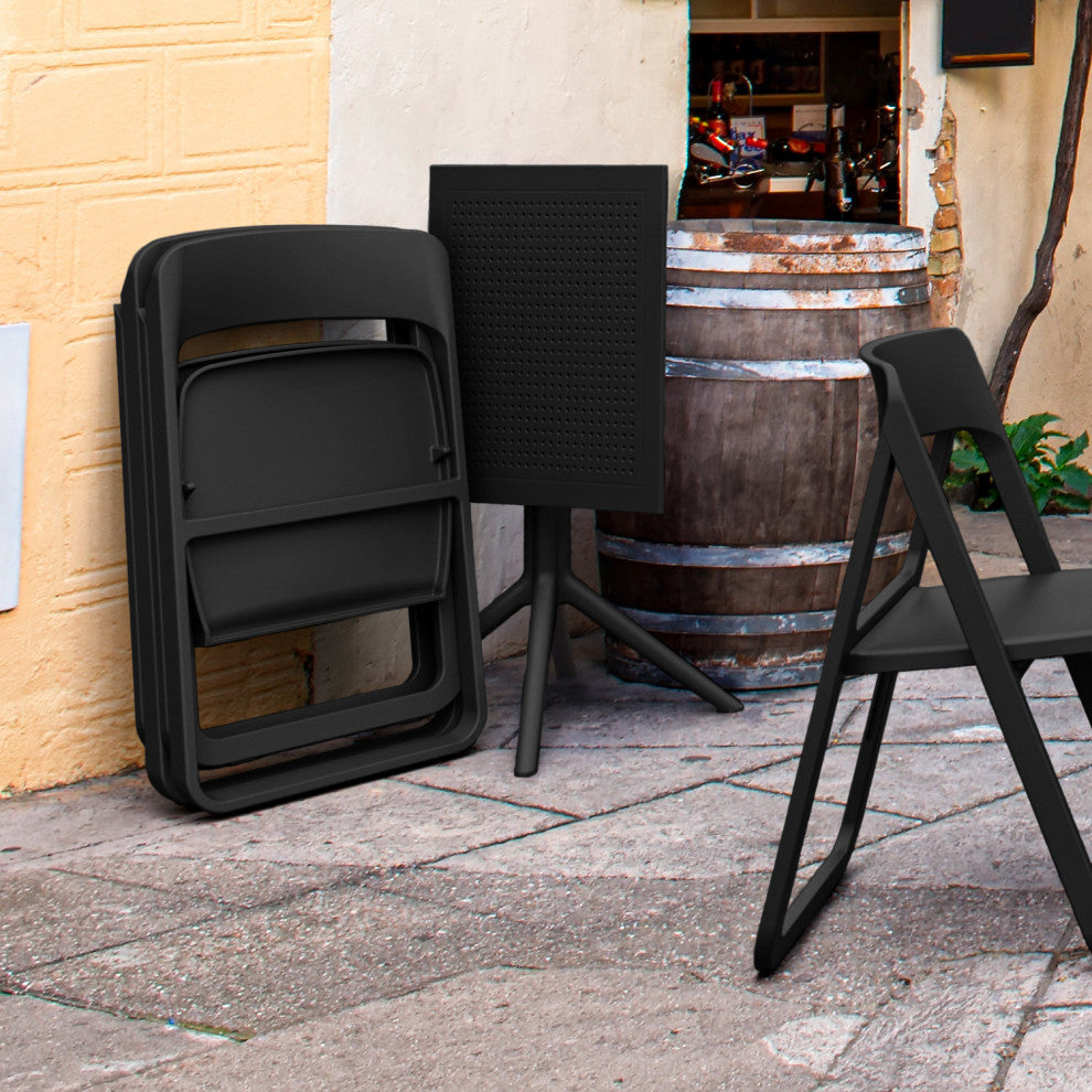 Dream Folding Outdoor Bistro Set With 2 Chairs Black