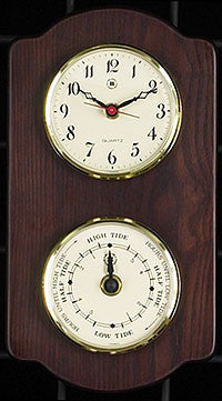Quartz Clock and Tide Clock on Ash Wood With Brass Bezel