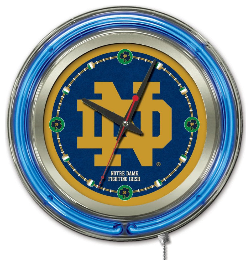 Holland Clk15 Notre Dame ND 15" Double Neon Wall Clock