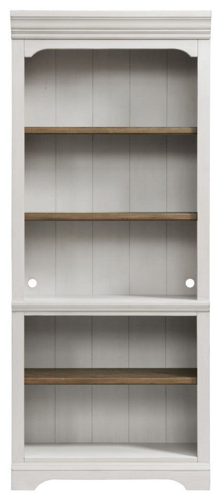 Drake 76" Tall Bunching Bookcase, Rustic White and French Oak
