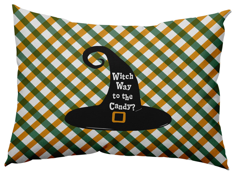 Witch Way to the Candy Accent Pillow, Golden Mustard, 14"x20"