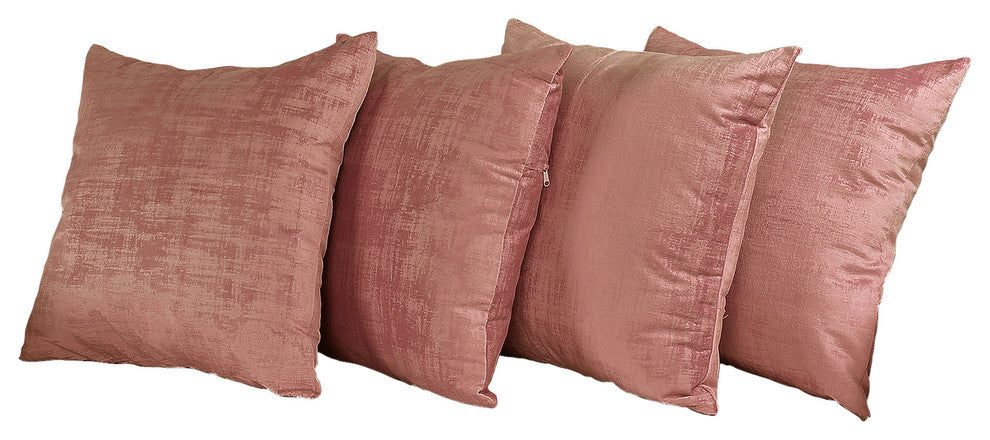 Serenta Textured Velvet Pillow Shell, Set of 4, Withered Rose