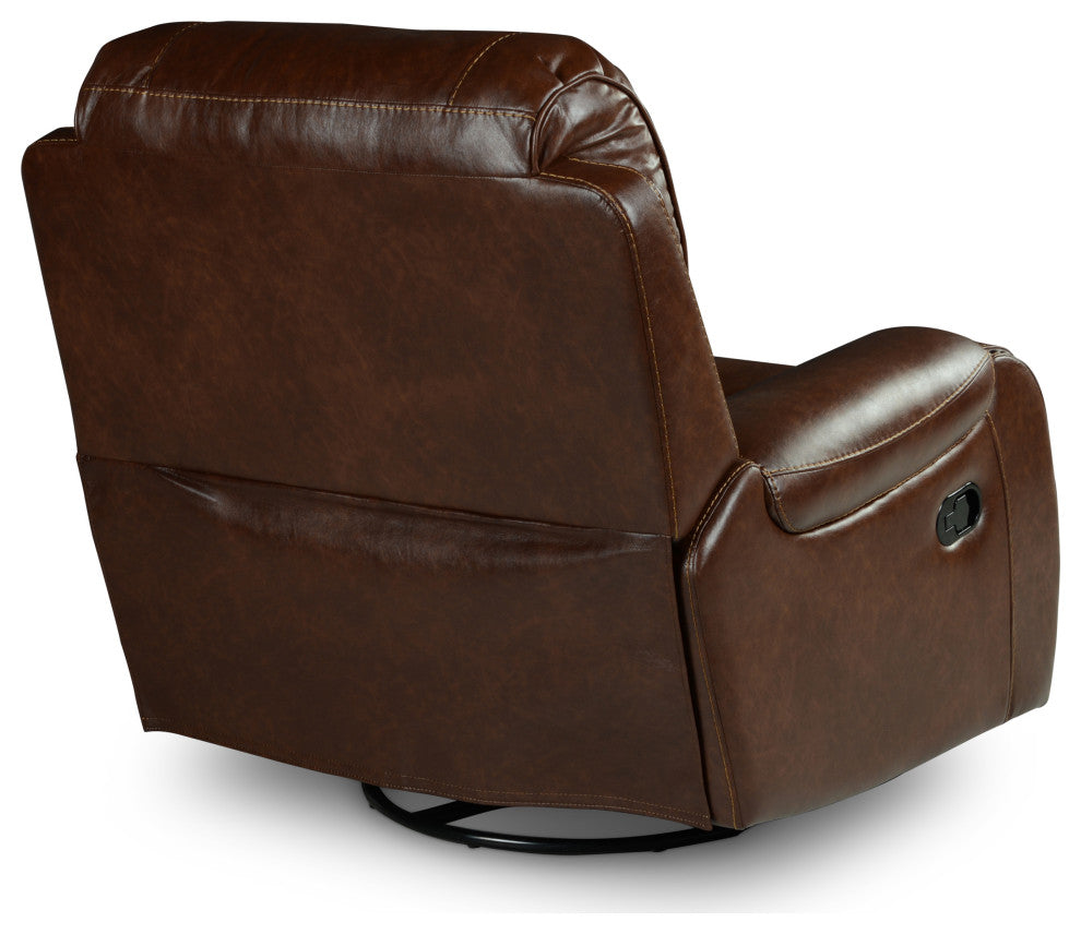 Keily Manual Swivel Glider Recliner Chair, Brown