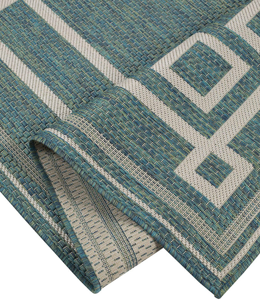 Outdoor Collection Oriental Area Rug - UV Safe Rug, Ocean, 5'3"x7'6"