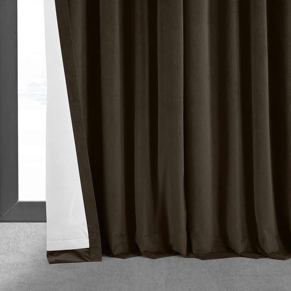 Signature Java Doublewide Blackout Velvet Curtain Single Panel, 100"x108"
