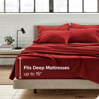 Bare Home 6-Piece Microfiber Sheet Set, Red, King