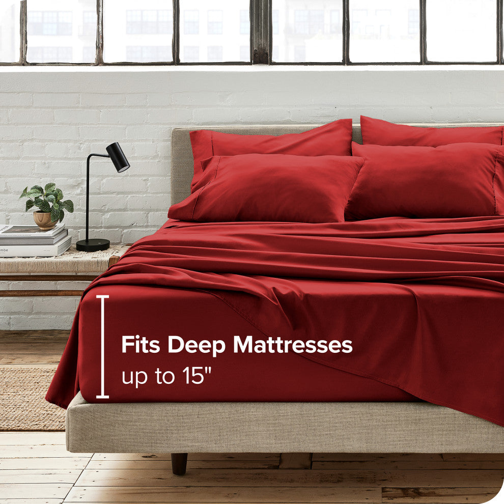 Bare Home 6-Piece Microfiber Sheet Set, Red, King