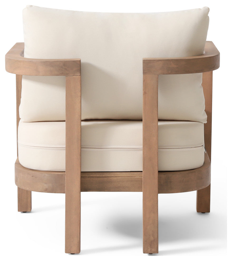 Aston Outdoor Acacia Wood Club Chairs With Cushions, Set of 2