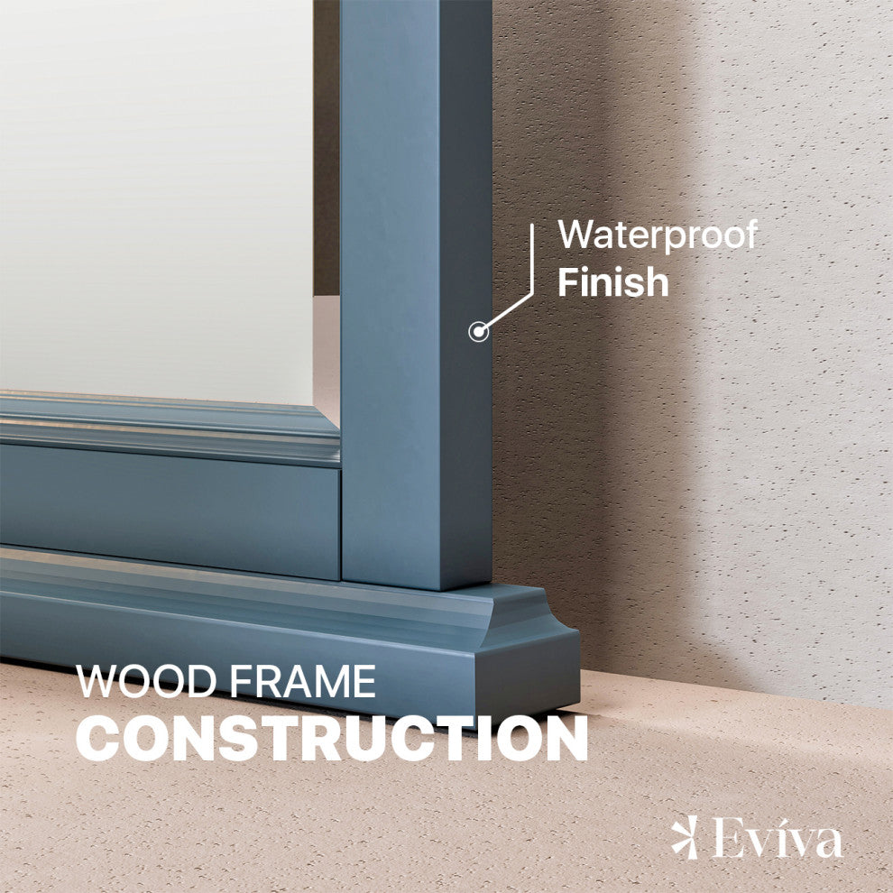 Eviva Britney 24"x30" Rectangular Ash Blue Wooden Framed Mirror