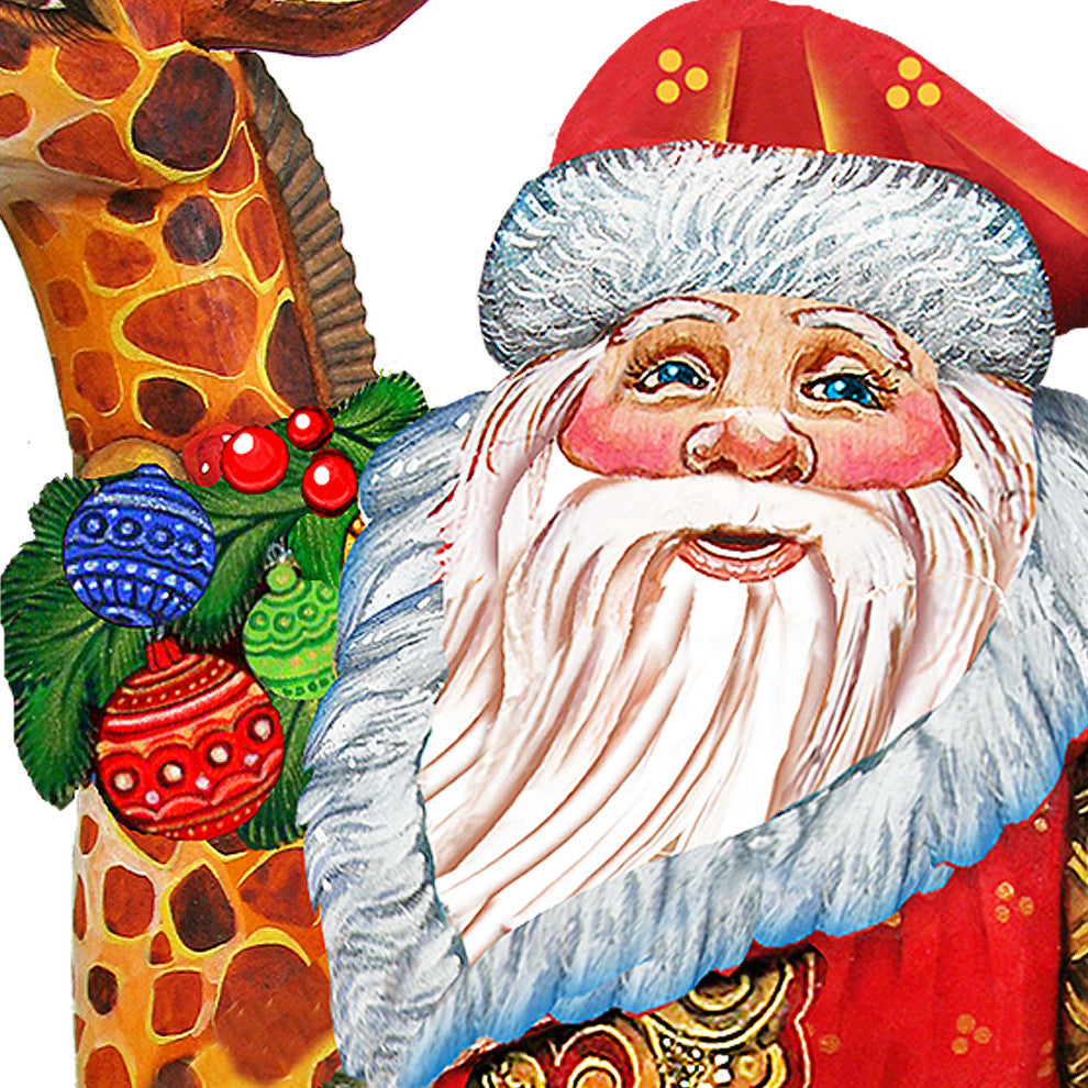 Santa On Giraffe Wooden Holiday Decorative Door Hanger