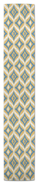 Blue and Yellow Ikat 16x72 Cotton Twill Runner