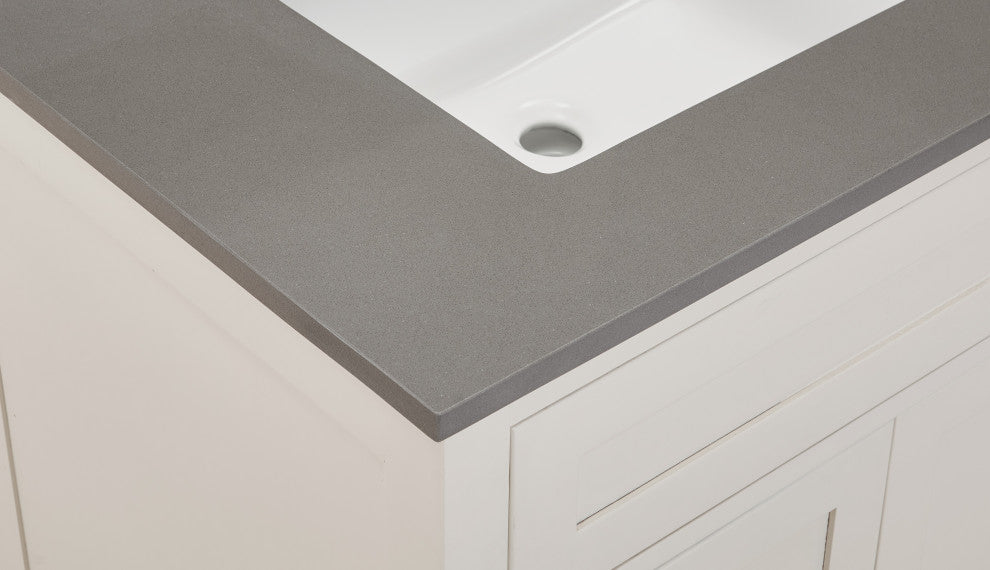 Madrid Bathroom Vanity Countertop, Concrete Gray With White Sink, 31"