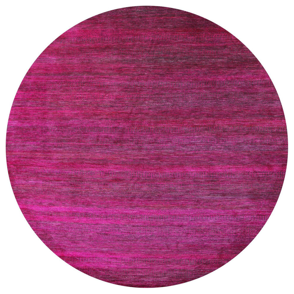 10' Round Wool and Silk Hand Knotted Super Savannah Gabbeh Rug Q8635