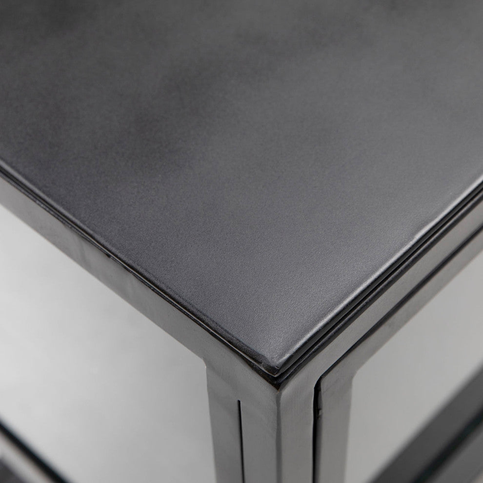 Gunmetal Shelf & Glass Sideboard