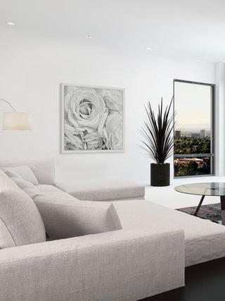 "Soft White Petals" Framed Painting Print, 18"x18"