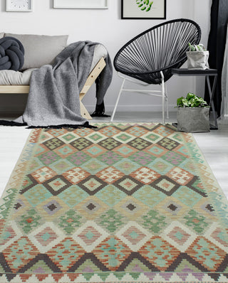 Sun Faded Flatweave Muhaimin Rust/Ivory Rug, 4'9x6'7