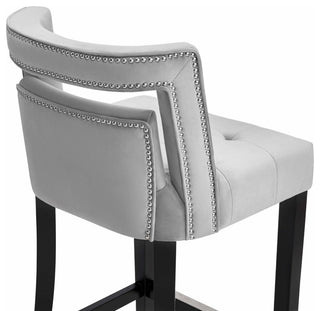 Hart Velvet Stool, Grey, Bar Stool