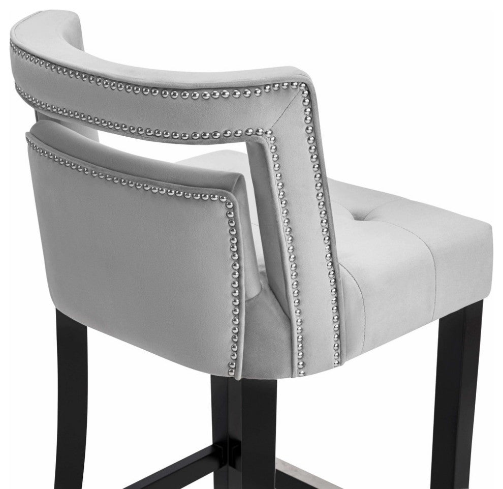 Hart Velvet Stool, Grey, Bar Stool