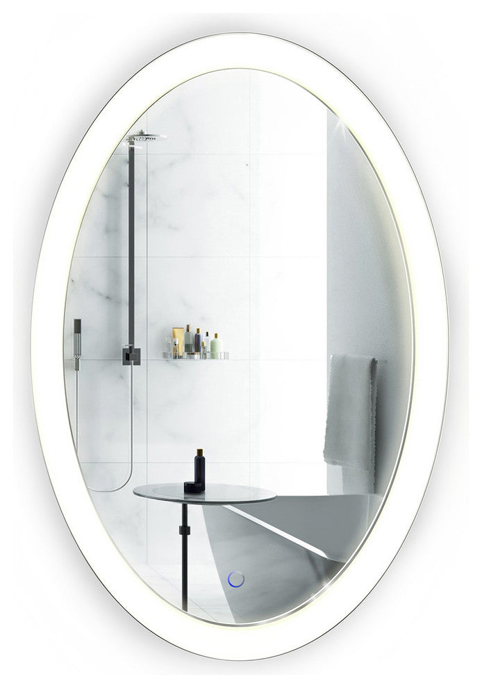Oval LED Lighted Wall Mount Bathroom Mirror, Fog Free and Dimmable, 20"x30"