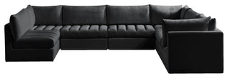 Jacob Velvet Upholstered 7-Piece U-Shaped Modular Sectional, Black