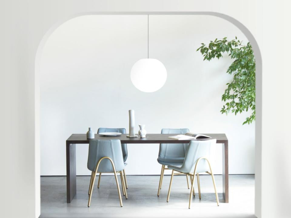 May Side Chair, Shadow Paloma Leather, Silver Powder Coat