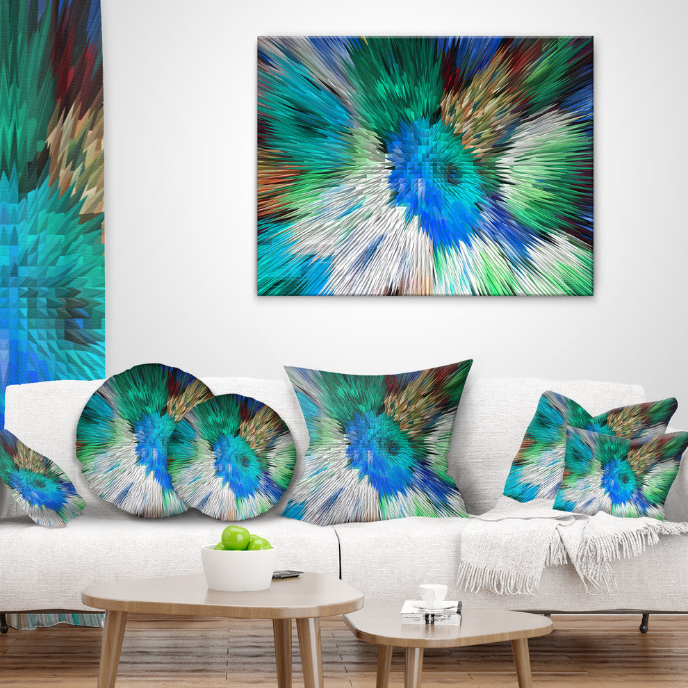 Extrusive 3D Fabric Flowers Blue Floral Throw Pillow, 18"x18"