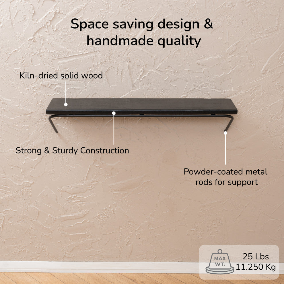 Venice Wall Mounted Shelves, Black, 36"