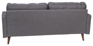 Hudson Mid-Century Modern Sofa With Tufted Upholstery and Solid Wood Legs, Dark Gray