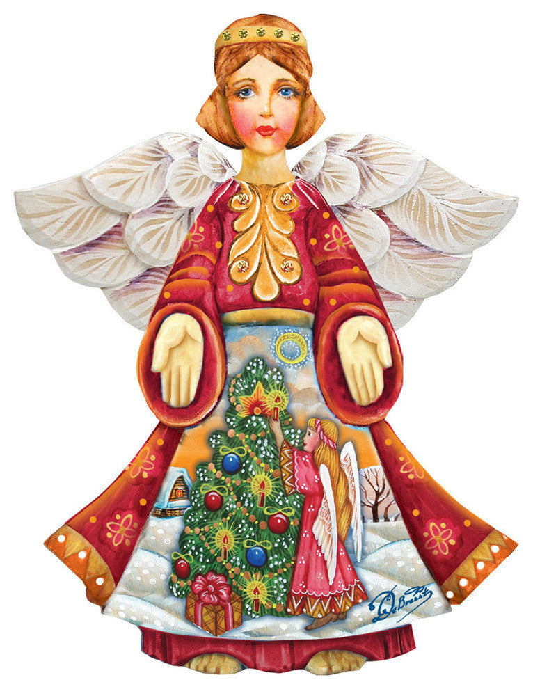 Christmas Tree Angel Scenic Decorative Ornament, Large