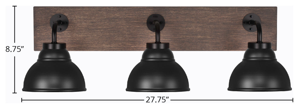 Oxbridge, Bath Bar, Matte Black & Painted Distressed Metal, 7" MB Shades