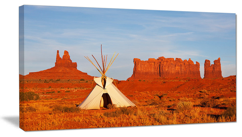 Tent in Monument Valley, Oversized Landscape Canvas Art, 32"x16"