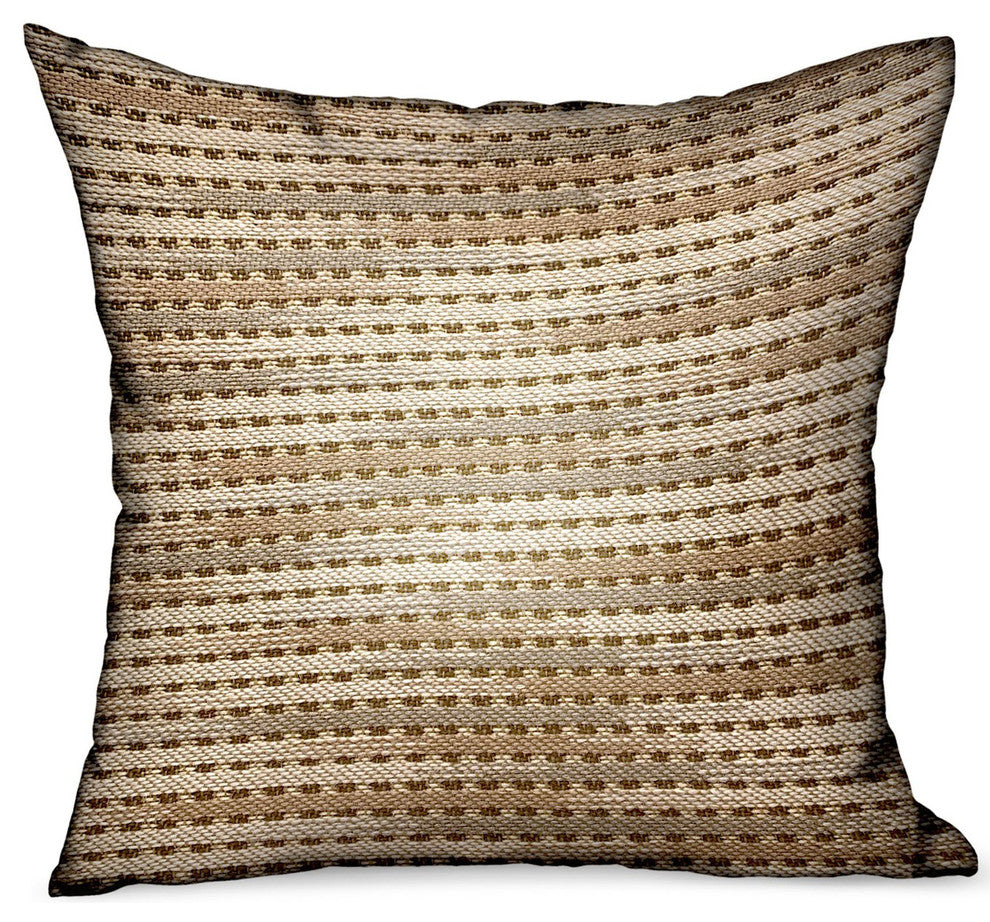 Plutus Tawny Edge Brown Stripes Luxury Outdoor/Indoor Throw Pillow, 20"x20"