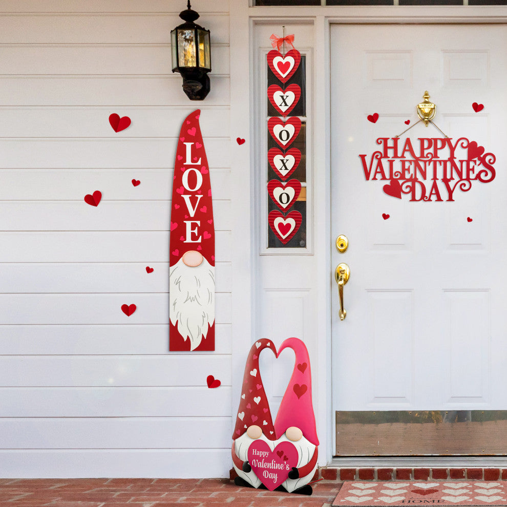 42"H Valentine's Wooden Gnome Porch Decor