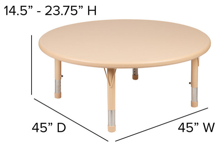 45" Round Natural Plastic Height Adjustable Activity Table