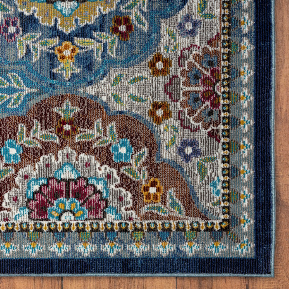 8" x 10" Blue Trellis Mosaic Area Rug