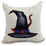 Cat Behind the Hat 26" Cream Halloween Print Decorative Throw Pillow
