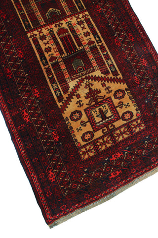 Semi Antique Nurmukh Red Rug, 3'4x5'5