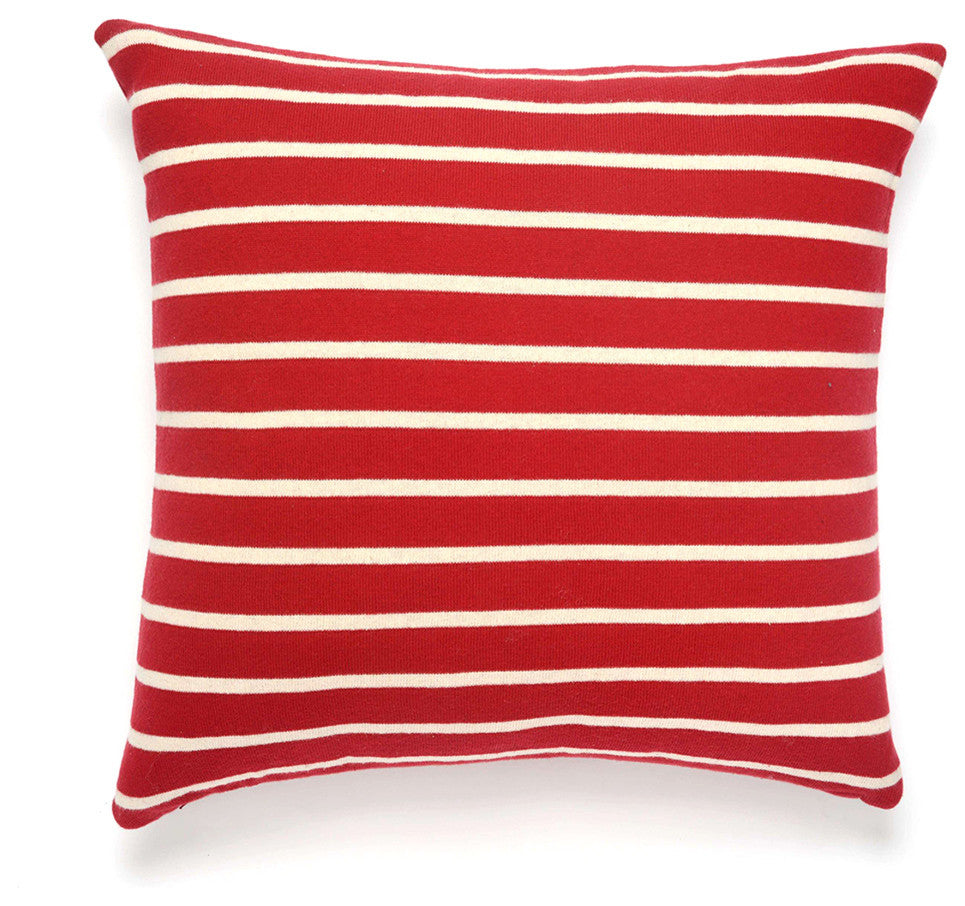 Beach Stripes Pillow Cover, Red and Natural