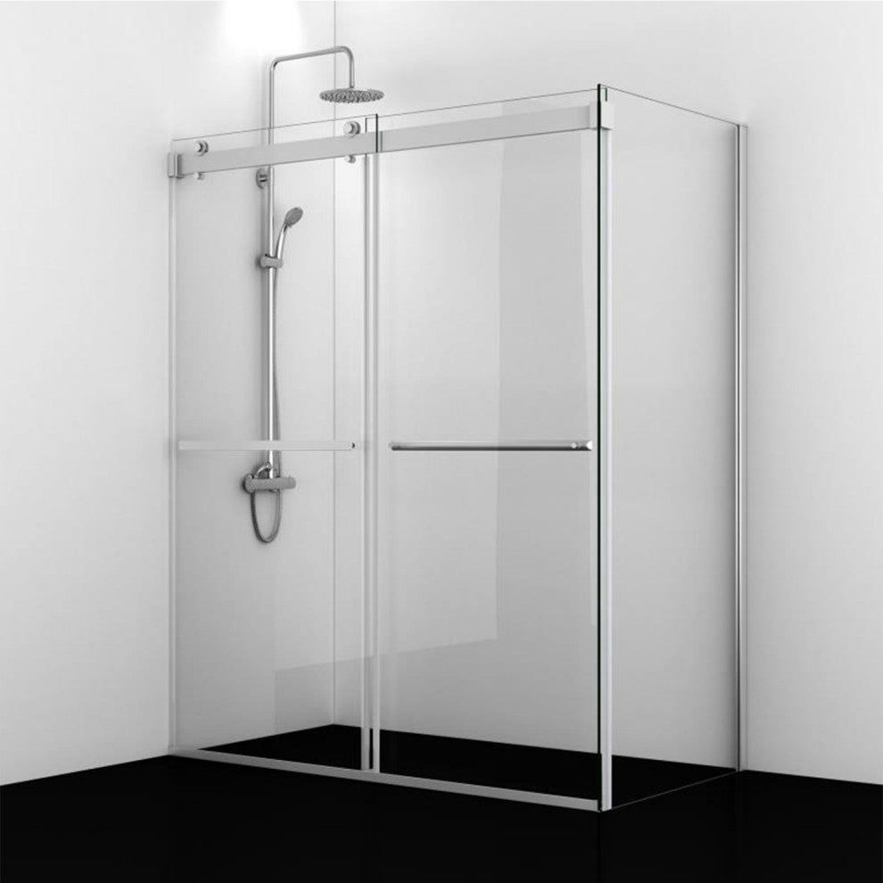 Spezia 60" W x 76" H Sliding Frameless Shower Enclosure, Polished Chrome, 60" W X 76" H