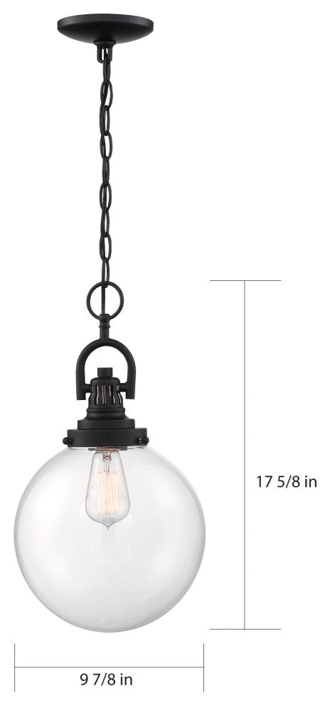 Skyloft -1 Light Pendant - with Clear Glass - Aged Bronze Finish